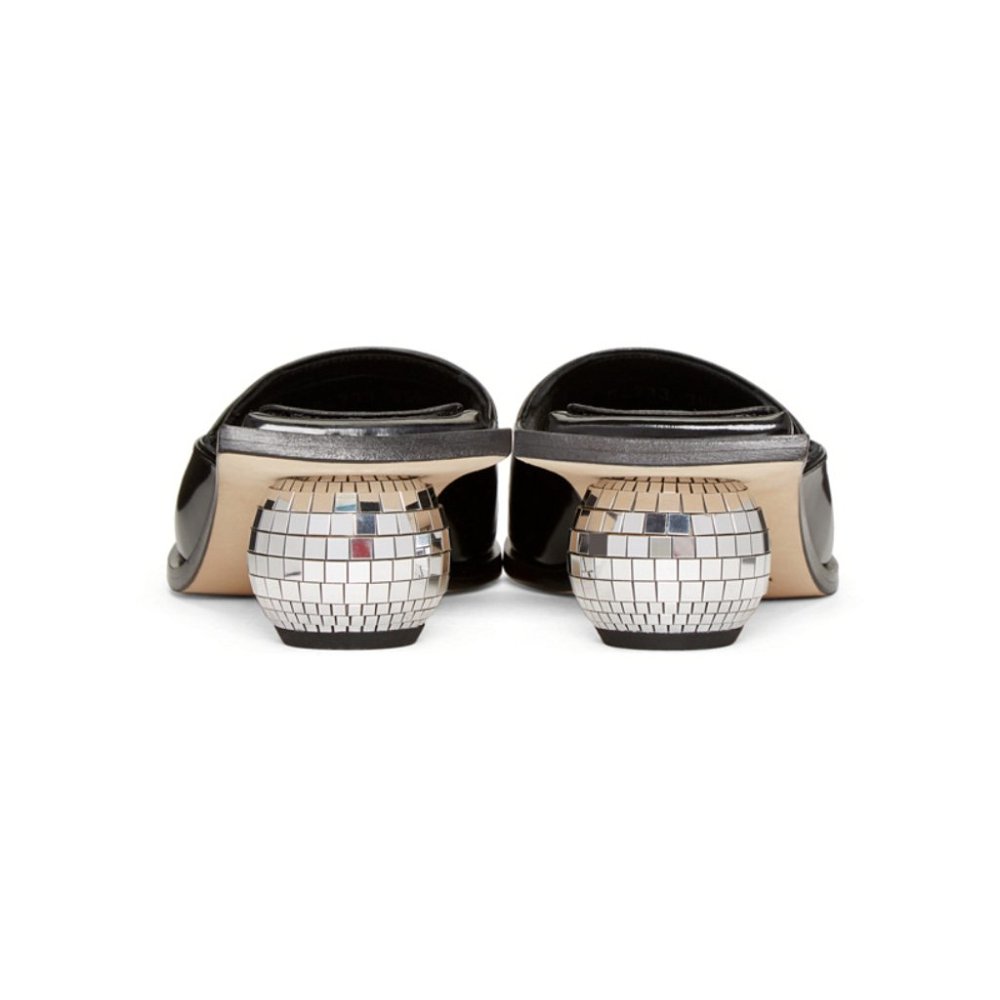 Helmut Lang H09HA021 Square Toe Disco Ball Heel Size 38 EU Women Black Sandals - Picture 9 of 12